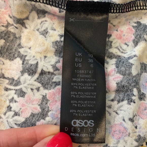 NEW! ASOS DESIGN Dress Long Sleeve Slit Front Midi Purple Ditsy Floral 6P - Picture 6 of 10